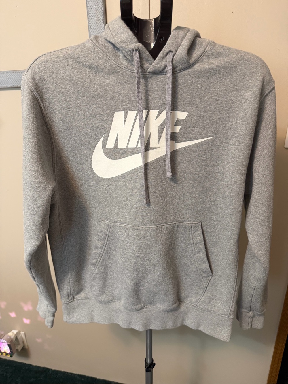 Nike Sportswear Club Fleece Graphic Pullover Hoodie Gray White Logo Men's M